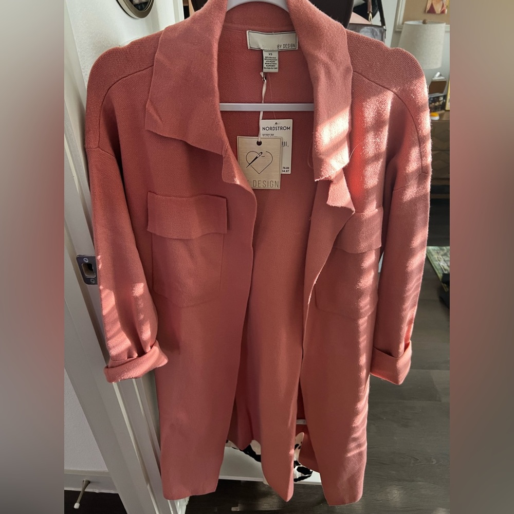 NWT By Design Dusty Pink sweater jacket with pockets size xs